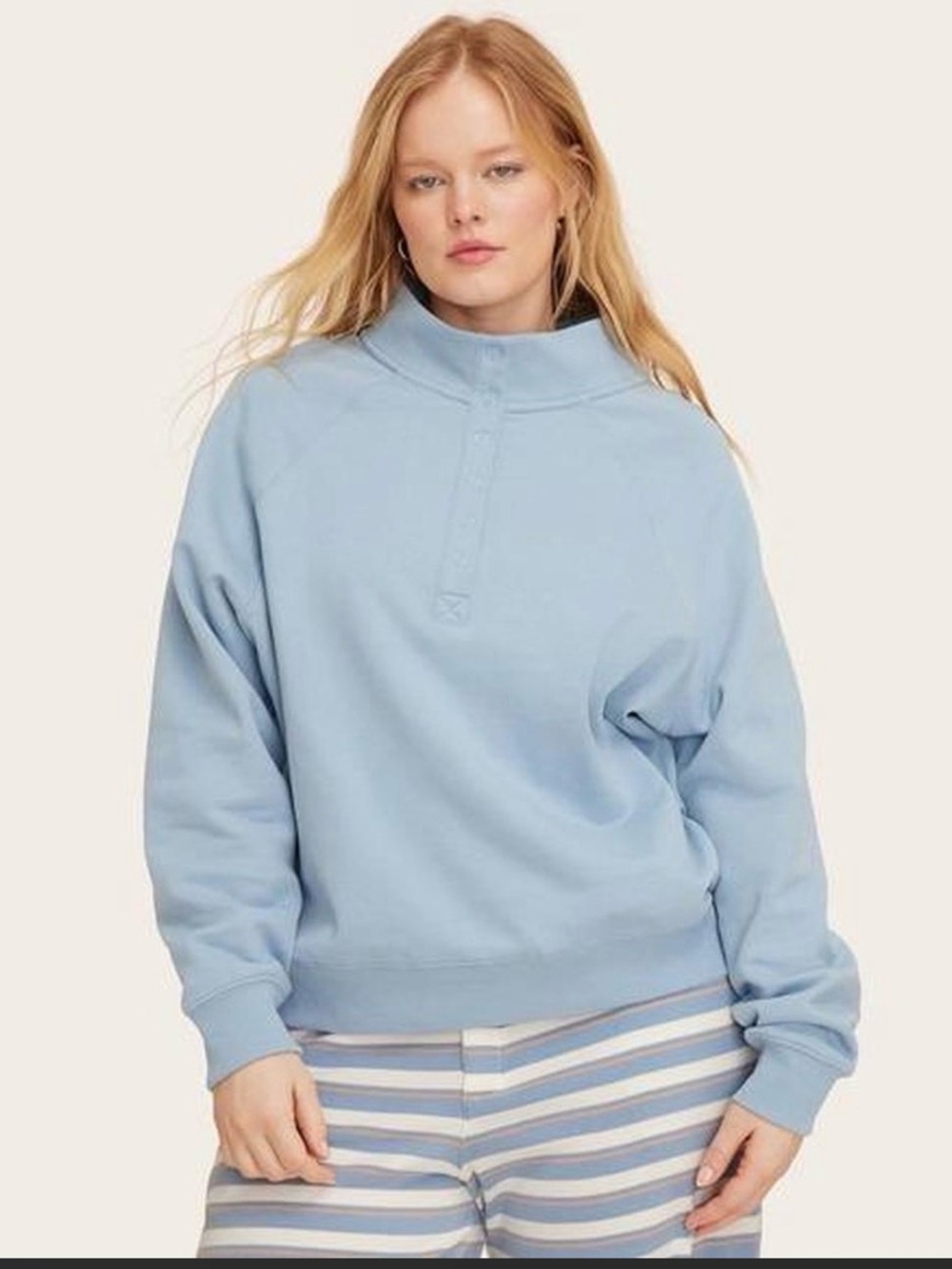 Parke x Target Snap Mockneck Popover Sweatshirt Blue XXS/XS NWT